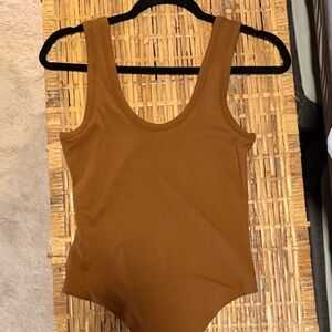Nuuds Chocolate scoop neck tank bodysuit